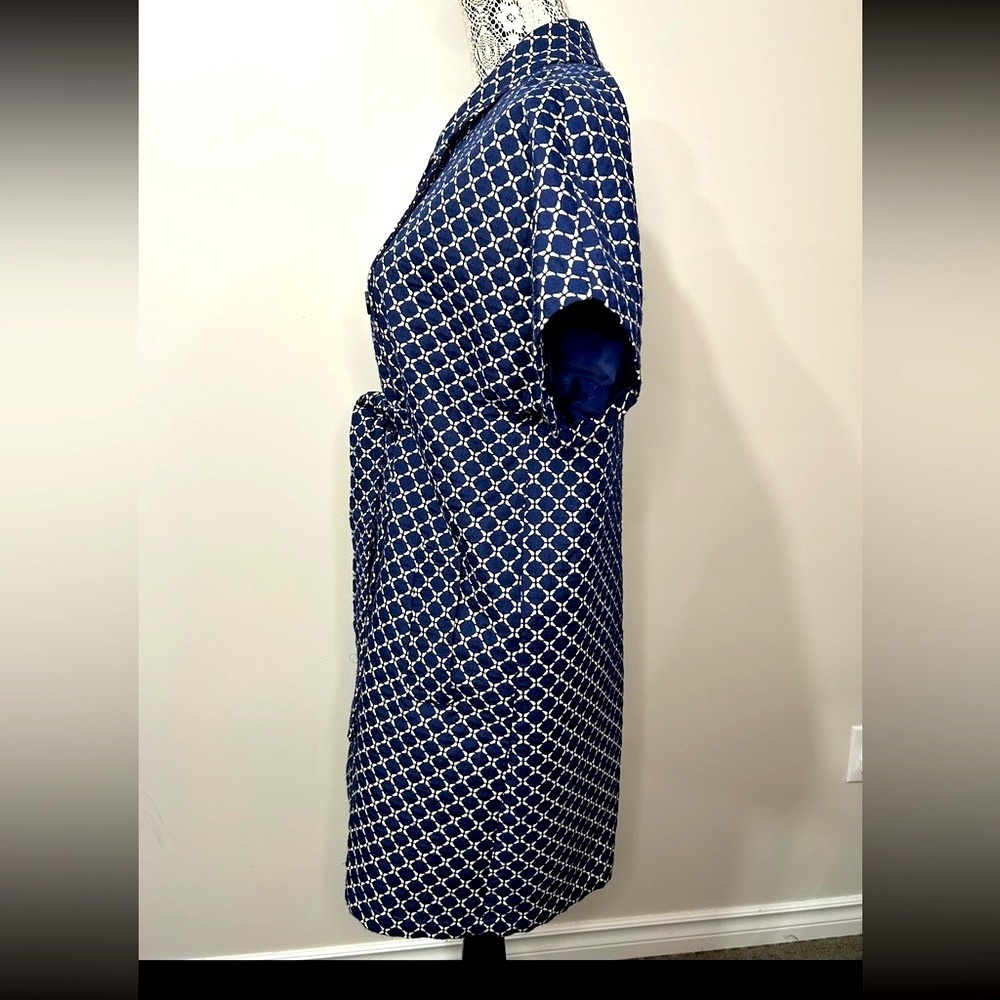 Liz Claiborne navy and white large geometric print ss jacket with pockets - Picture 6 of 10